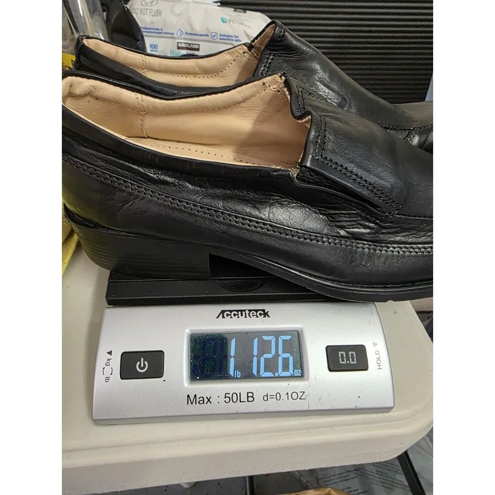 Vero Cuoio Lav. Artigiana Men's Leather Slip-On Shoes Sz 8.5 EU 42 Black